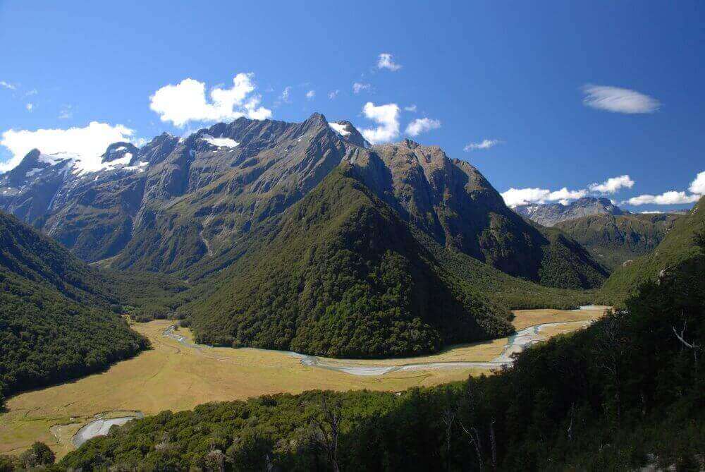 Humboldt Mountains and valley in South Island, New Zealand.